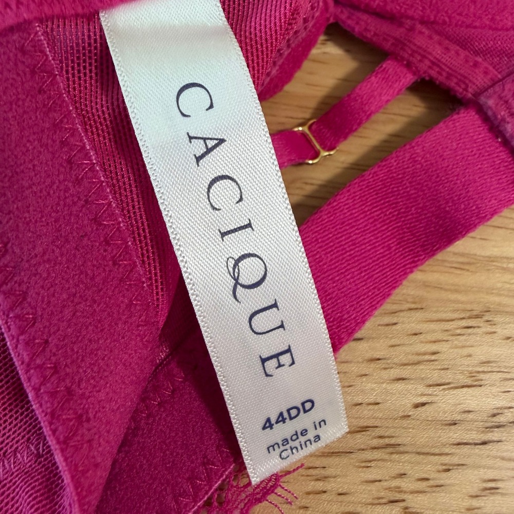 Cacique Unlined Balconette Bra 44DD Fuchsia Pink Floral Lace Strappy 1122035 - Picture 5 of 7